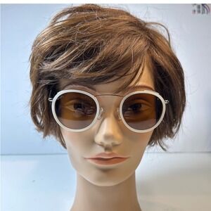 Simplify Jones Round‎ Sunglasses White Acetate Frame Brown Polarized Lens Unisex